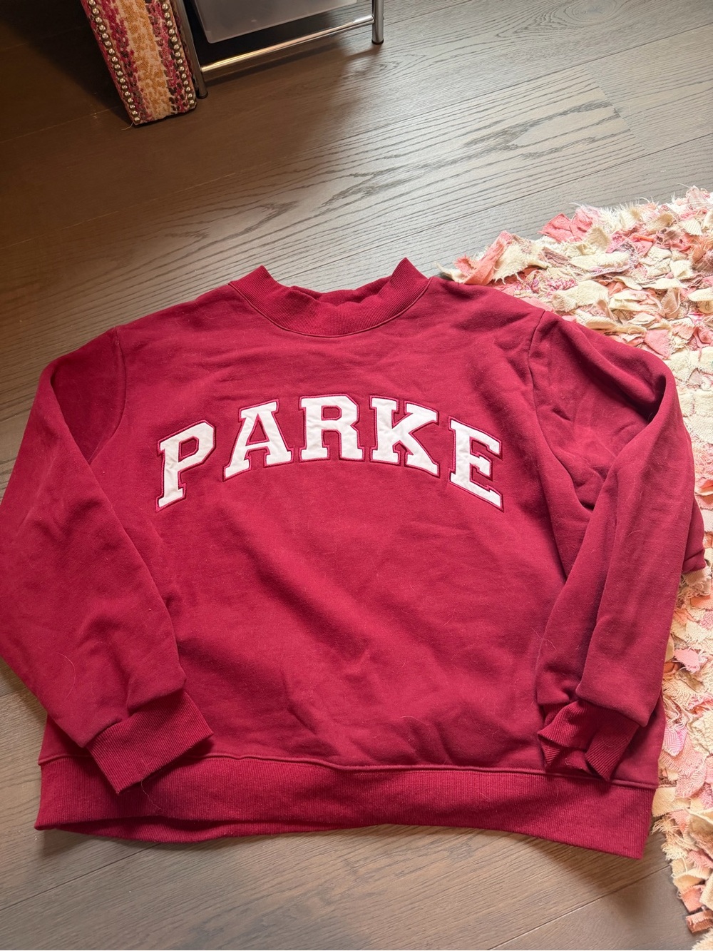Parke Burgundy Crewneck Sweatshirt with White Lettering